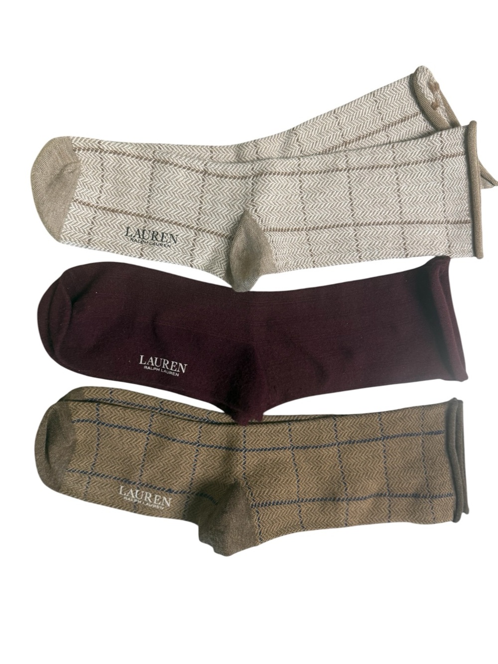 Lauren Ralph Lauren Dress Crew Socks - Cream, Burgundy, Tan